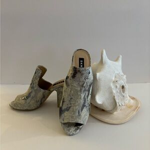 DKNY Women's Textured Gray Mules